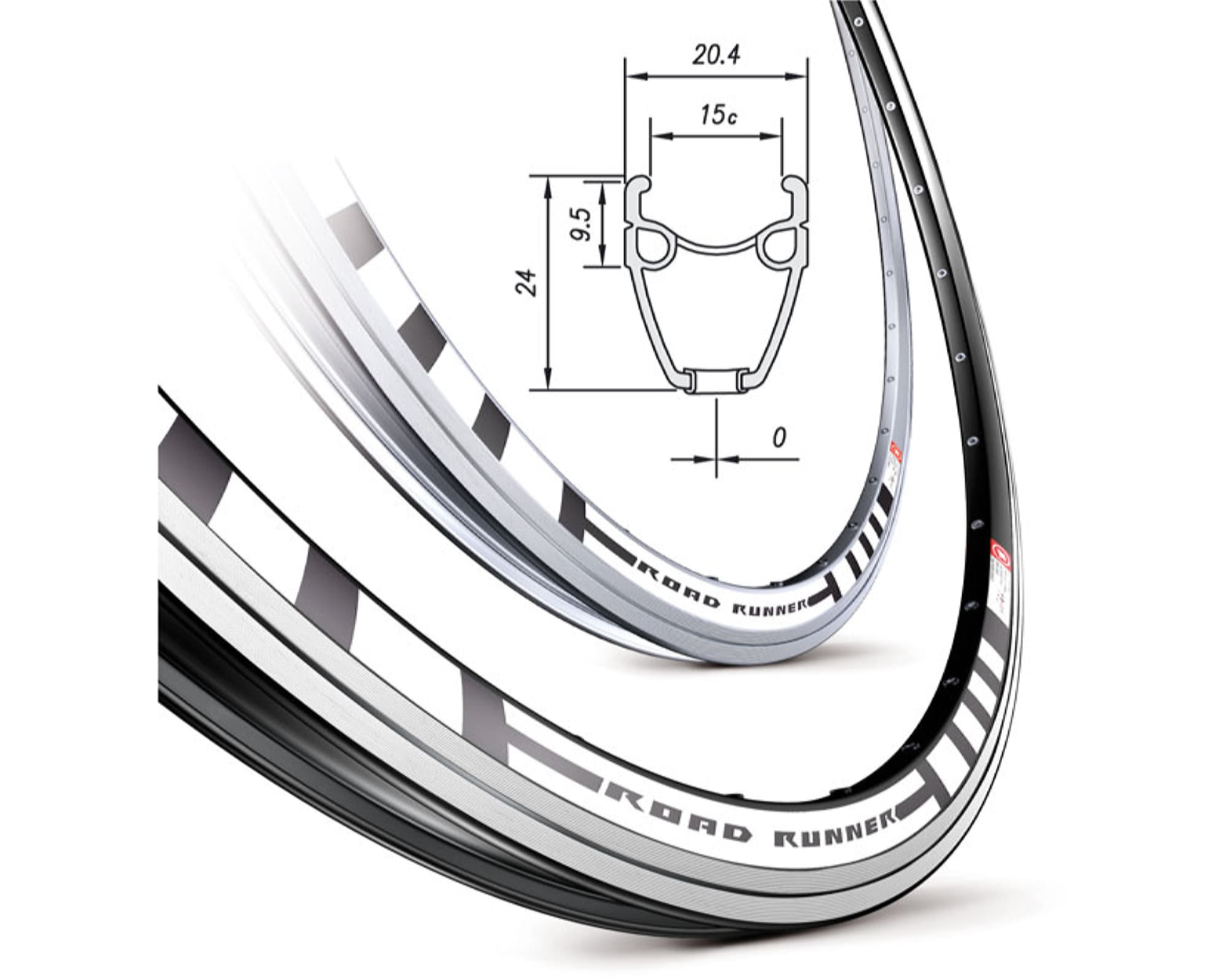 обод Mach1 ROAD RUNNER 700C 36 отв. черный, FV/Presta, 500g
