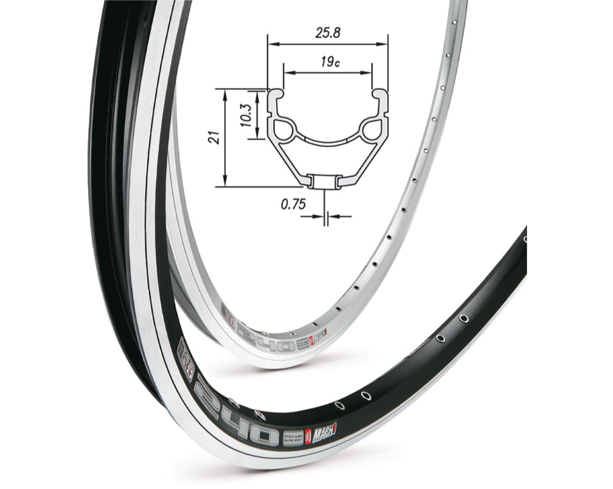 обод Mach1 240 28 V-brake 36 отв черный, AV