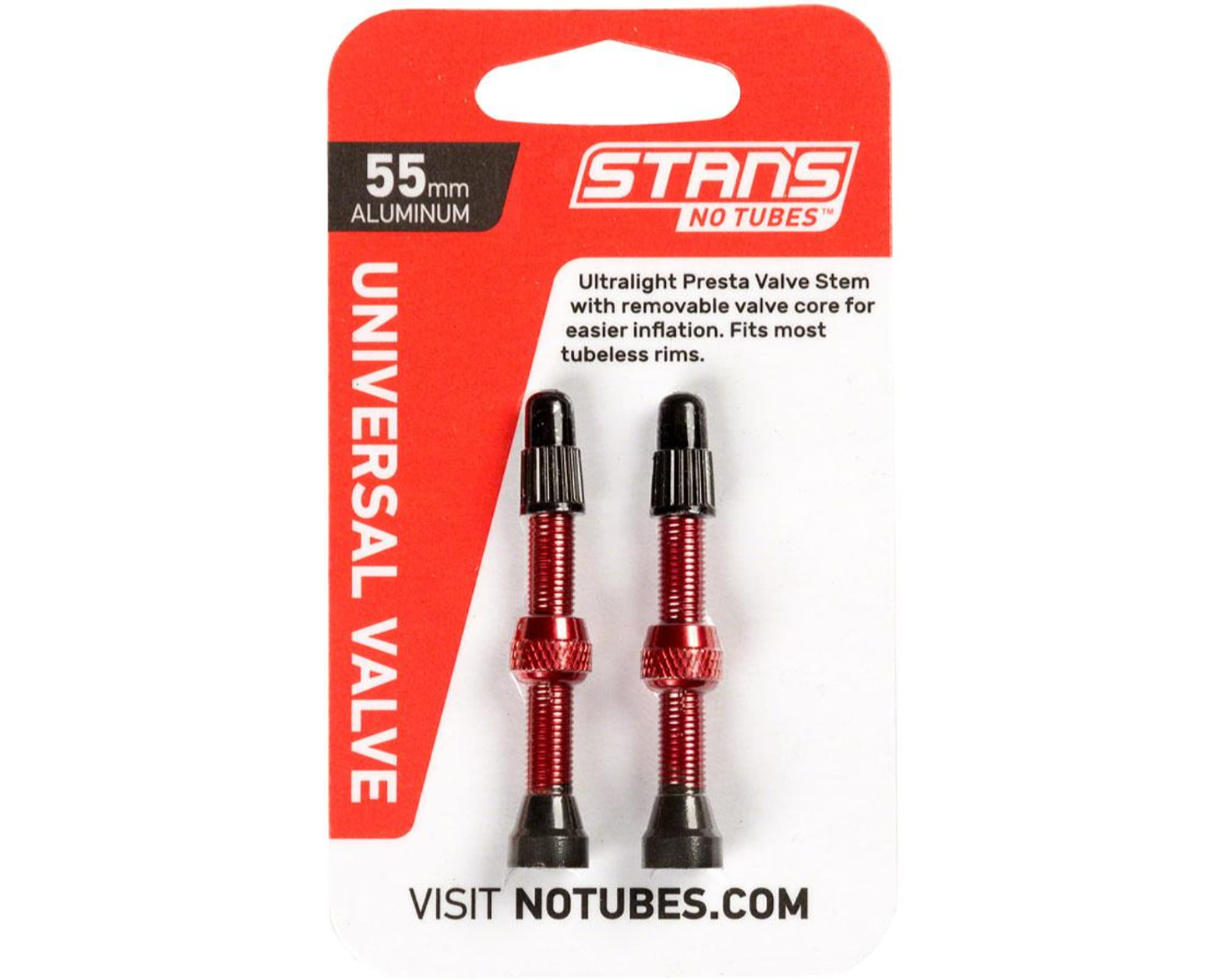 Бескамерный ниппель Stan's Notubes FV 55мм (2шт на блистере) красные