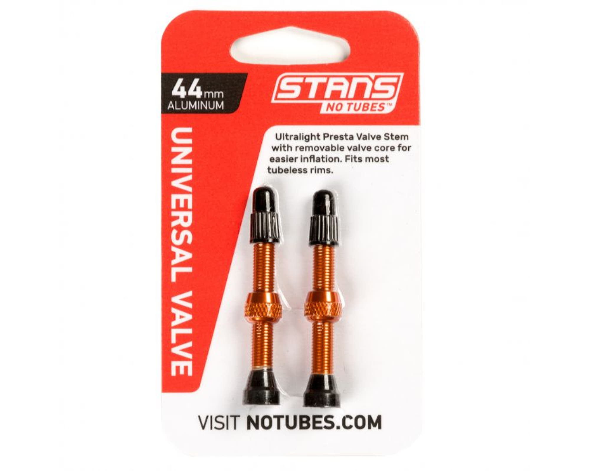 Бескамерный ниппель Stan's Notubes FV 44мм (2шт на блистере) оранжевые