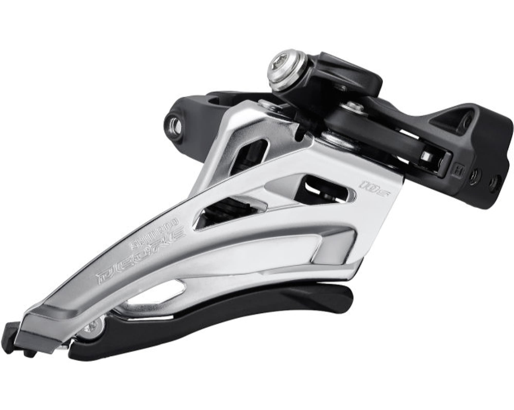 Переключатель передний Shimano FD-M4100, DEORE 2X10, SIDE SWING, FRONT-PULL, хомут 34,9/31,8/28,6мм адаптер, макс. 38зуб.
