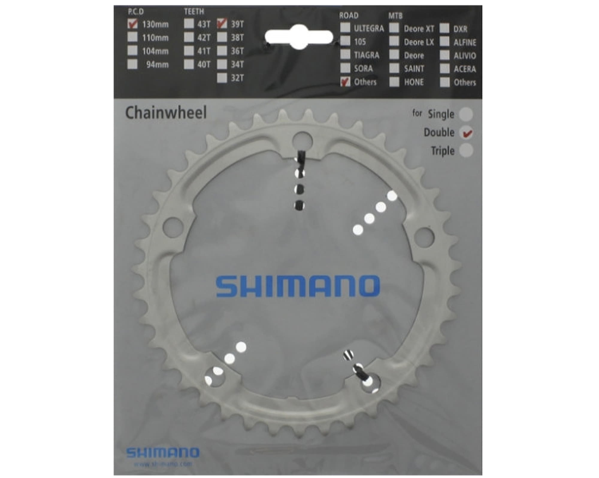 Зірка шатунів Shimano FC-4600, R550, 39зуб. срібл. (5-лапка)