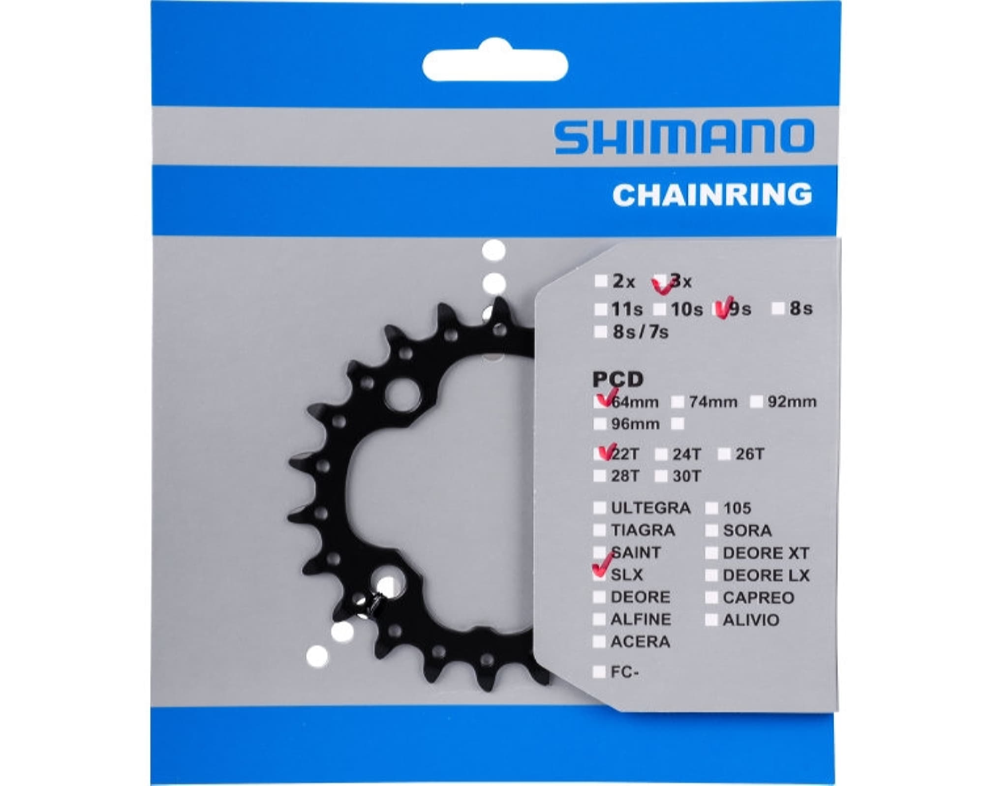 Зірка шатунів Shimano FC-M660 SLX, 22зуб, 9-швидк.