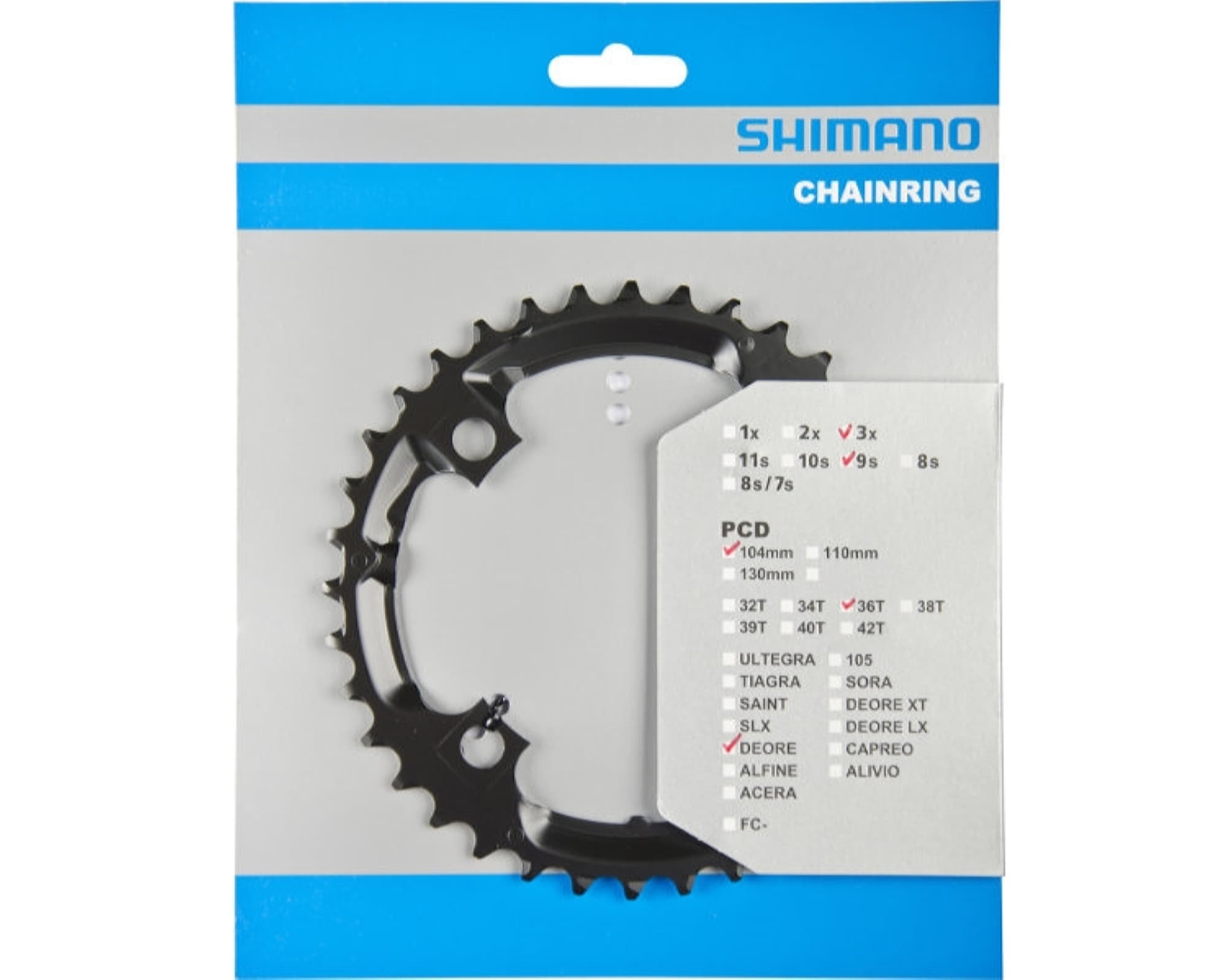 Зірка шатунів Shimano FC-M590 DEORE, 36зуб. чорн, 9-швидк