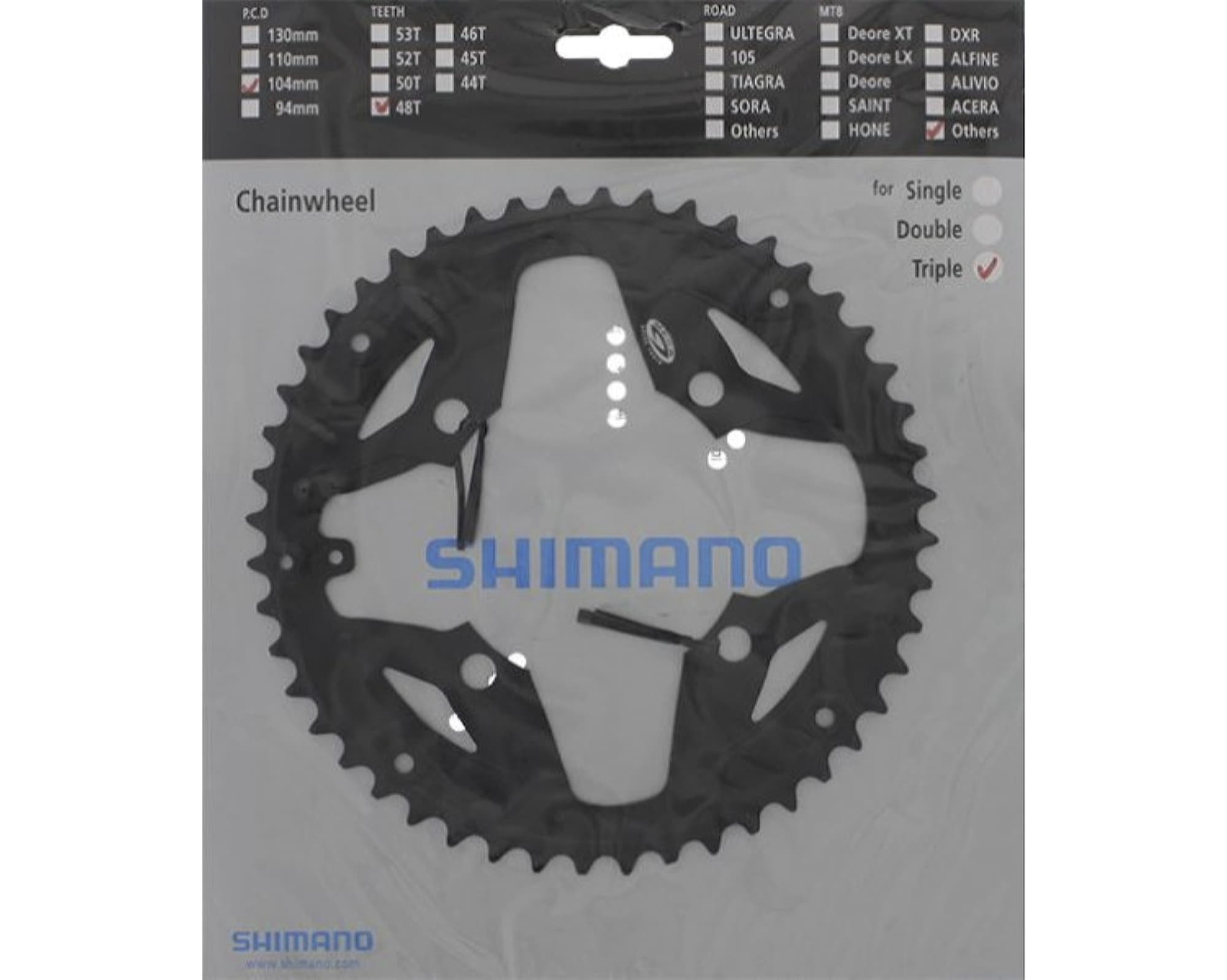 Звезда шатунов Shimano FC-M391 ACERA 48зуб. совместимая с защитой, 9-быстрый, черный