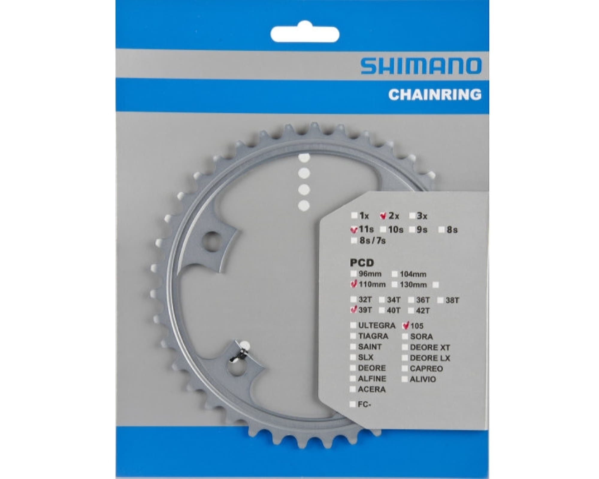 Зірка шатунів FC-5800 Shimano 105, 39зуб. для 53-39T срібл.