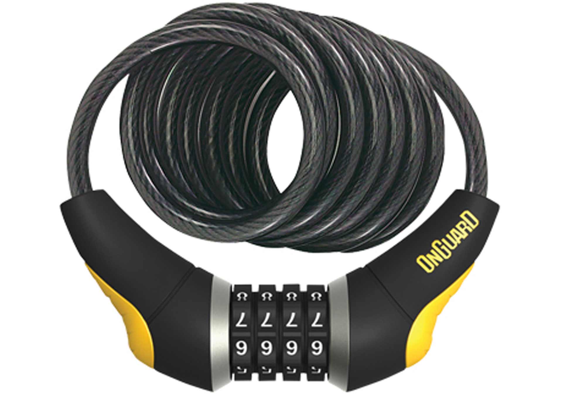 Замок ONGUARD DOBERMAN Кодовий на 4 цифри. Спіральний трос 185см х 15мм, поворотний Тримач на раму