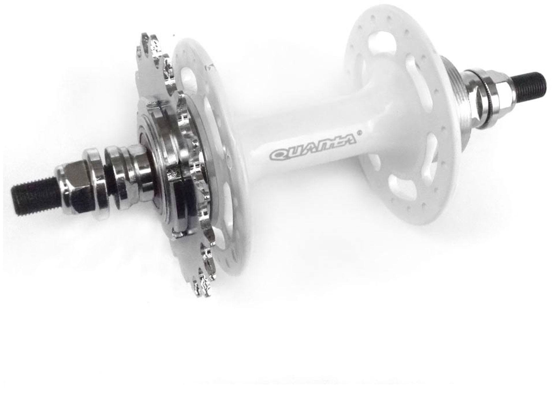 Втулка задня Quando, KT-DP6R , nut 175mm 1ск. для фикс, на гайках алюмін Білий, насипний, гайки, 32H