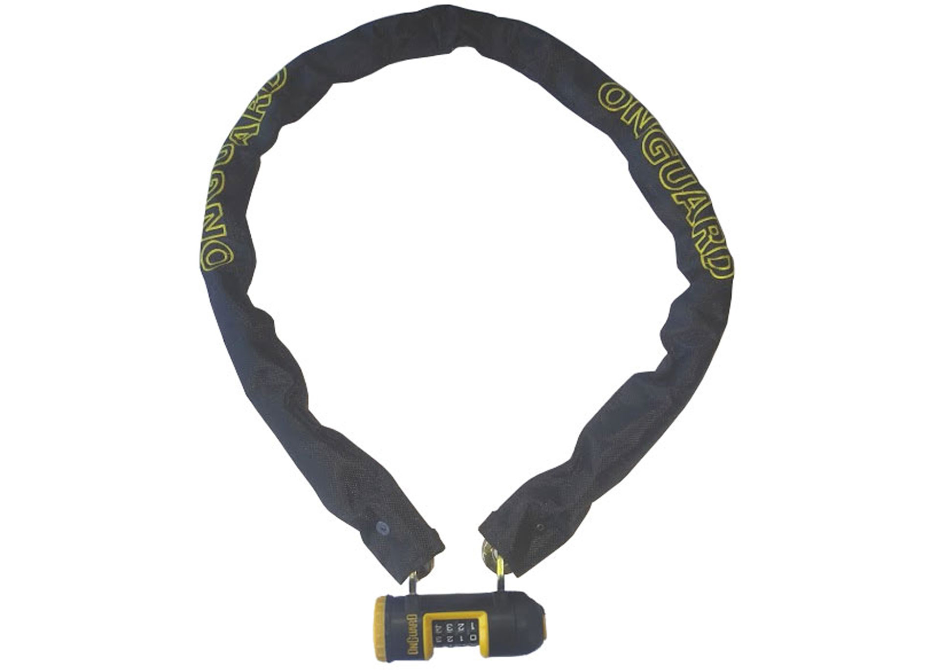 Замок ONGUARD REVOLVER Chain Combo. Цепь из закаленной стали 120см х 8мм. Замок с системой X4P. Кодовый на 4 цифры