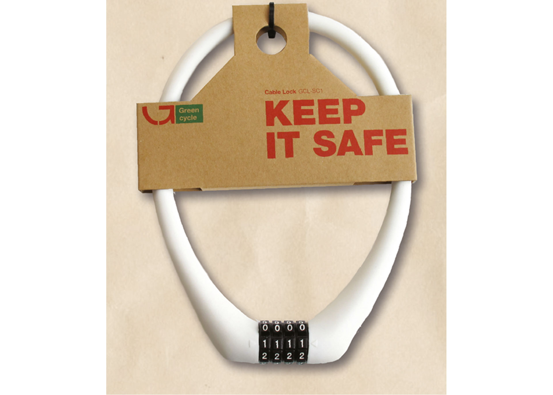 Кодовый замок Green Cycle GCL-SC1 в силиконовой обойме с тросом 12х50см Белый