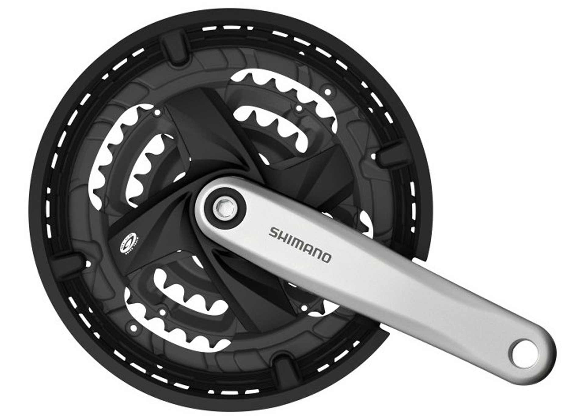 Шатун SHIMANO FC-M371-L 48х36х26T, під 9ск. 175мм, пластикова Захист silver