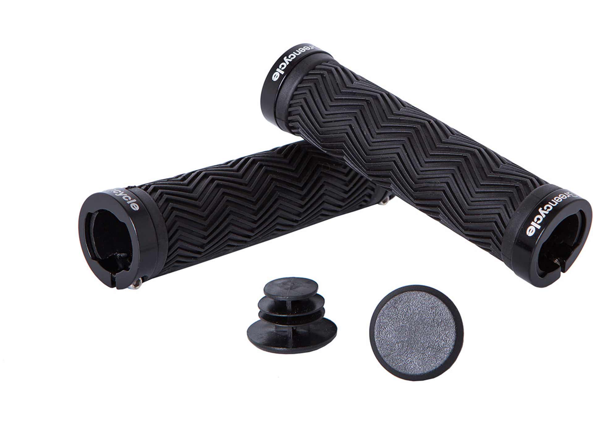 Гріпси Green Cycle GGR-420 130mm Вспінена гума чорні, з двома червоними замками