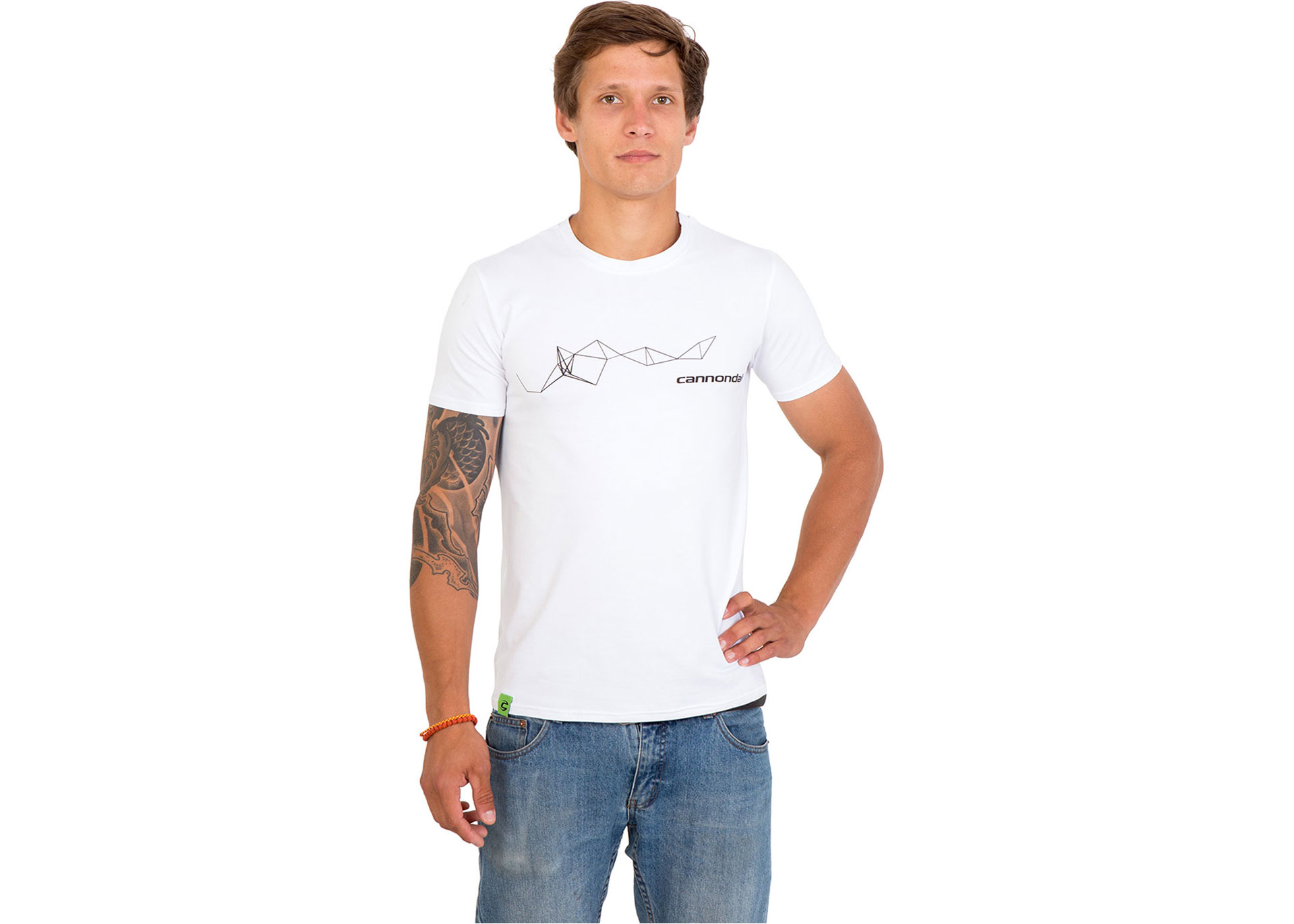Футболка чоловіча Cannondale біла з чорним динамічним орнаментом розмір M