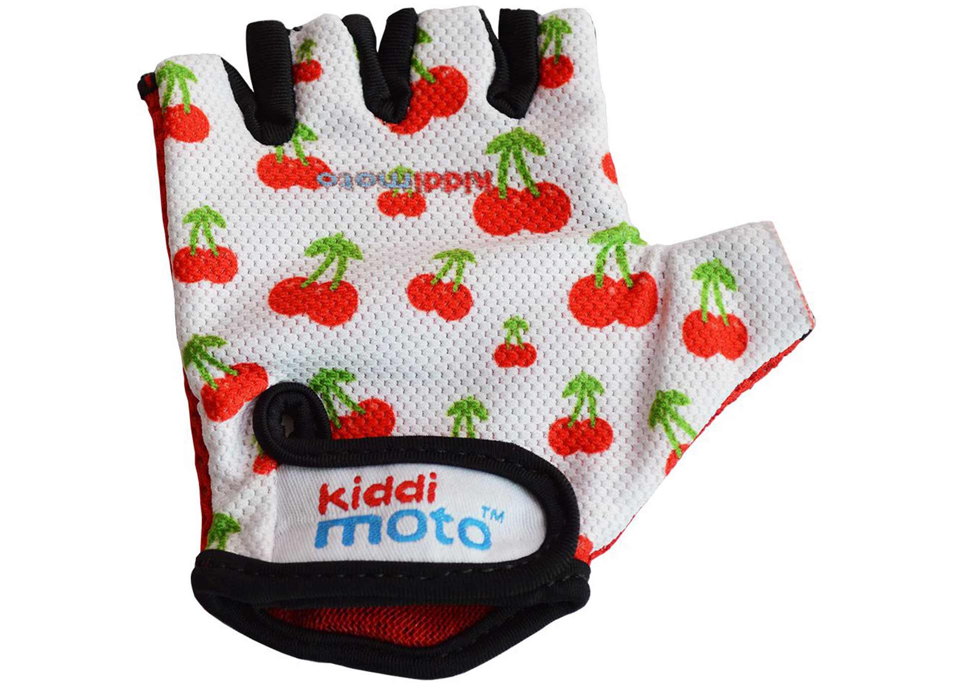 Рукавички дитячі Kiddimoto білі з вишеньками, розмір М на вік 4-7 лет