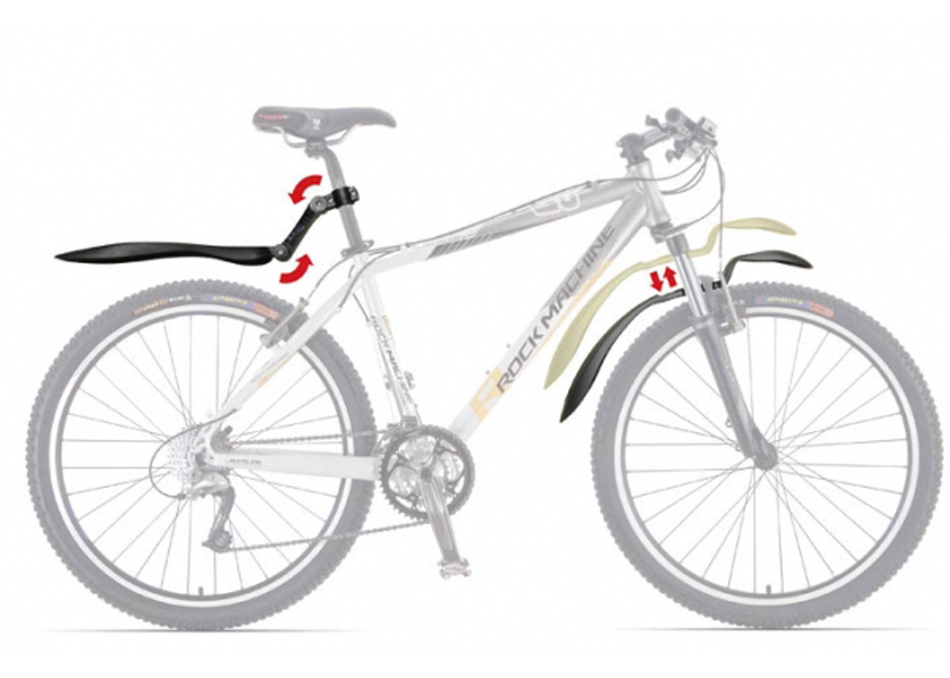 Комплект крил 24-28 SIMPLA Raptor SDE, Кріпленння заднього хомутом на 2 болти, чорні