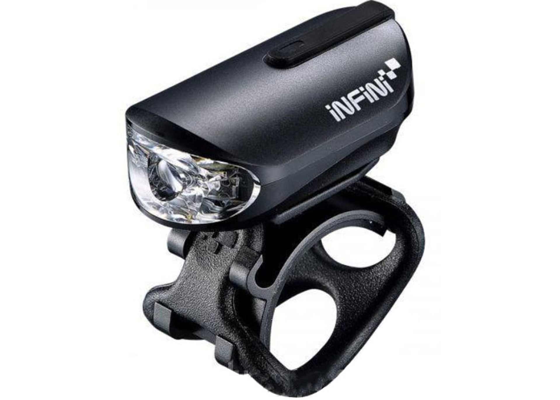 Мигалка передня Infini I-210P-BK, 1 світлодіод, 4 режима, USB кабель, Акумулятор в комплекті
