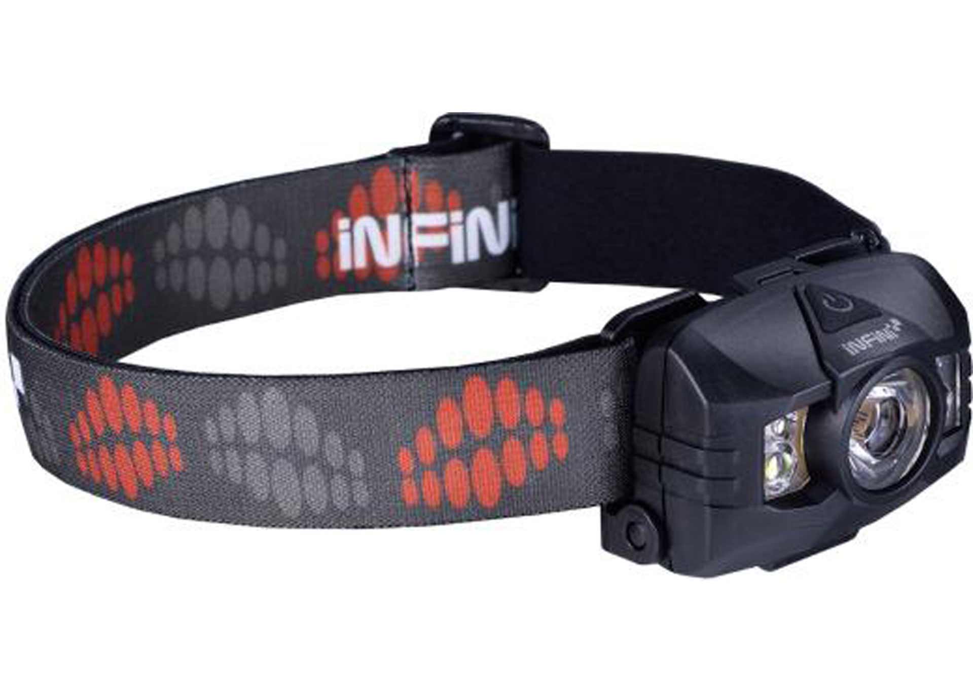 фонар налобний Infini HAWK 100-Black, 1 світлодіод 3W Білий, дод. діоди: 2x 0.5В білі + 2 червоних, 7 режимів, 3xAAA, чорний