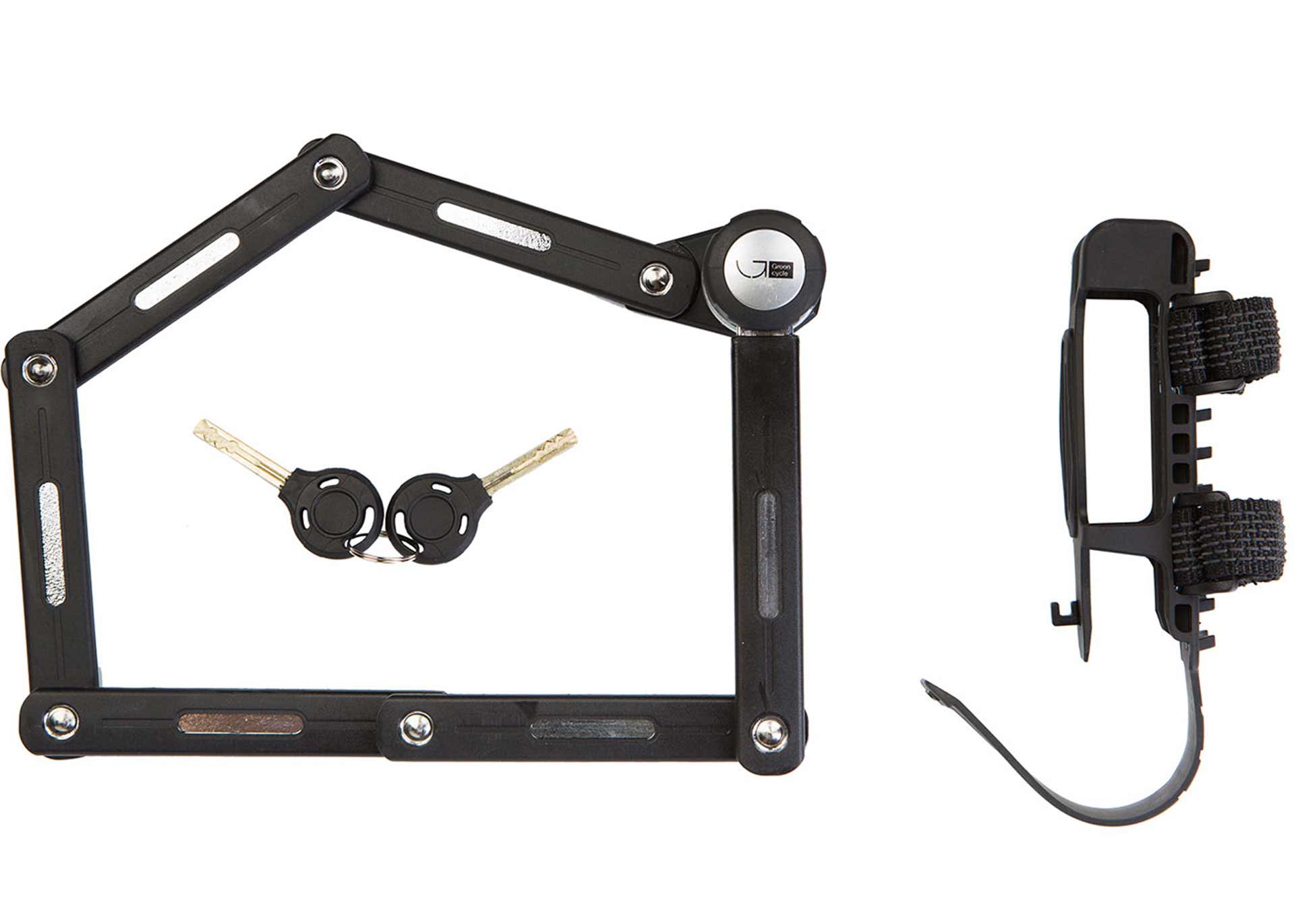 Замок Green Cycle GLK-540 складний з стальных пластин, довжина 69см, Кріпленння в комплекті