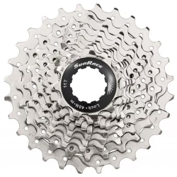Кассета 10-k 11-28T SUN RACE RS алюминиевый паук, Metallic Silver