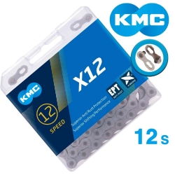Цепь KMC X12 12 скоростей 126 звеньев + замок серебряный/серебряный