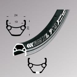 Обід Remerx DRAGON LINE RX 719, 28, 622x19, 36 отв, AV, пістонований, чорний анод., V-Br, CNC