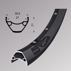 Обід Remerx ROCKY PLUS RX 3027, 27,5, 584x27, 32 отв, FV, пістонований, чорний анод., E-Bike, безкам