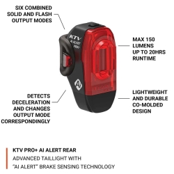 Заднє світло LEZYNE KTV DRIVE PRO+ Ai ALERT REAR Чорний 150 люменів Y18