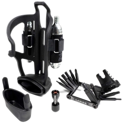 Фляготримач LEZYNE TUBELESS FLOW STORAGE LOADED з мультитулом V PRO 17 та головкою СО2 Чорний Y14