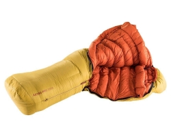 Спальник DEUTER Astro Pro 1000 EL (цвет Turmeric-Redwood) пуховый, экстра-длинный, левый зиппер
