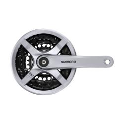 Шатуни Shimano FC-TY501, 170мм, 42X34X24, 6/7/8 шв, захист зірок, сірі