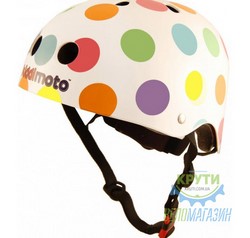 шолом дитячий Kiddimoto Білий в кольоровий горошок, розмір S 48-53см