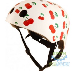 шолом дитячий Kiddimoto Білий з вишеньками, розмір S 48-53см