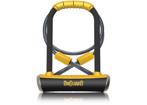 Замок U-образный ONGUARD PITBULL DT размер скобы 115 x 230мм, толщина 14мм + кабель 120см х 10мм, с креплением, 4 ключа + 1 с подсветкой