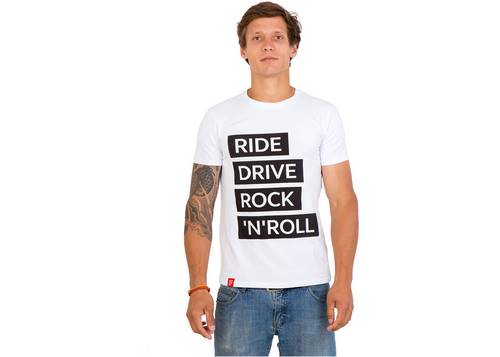 Футболка чоловіча біла Ride drive rock&roll розмір L
