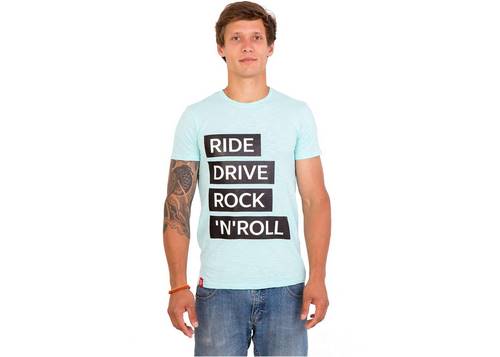 Футболка чоловіча голуба Ride drive rock&roll розмір S