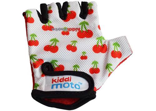 Рукавички дитячі Kiddimoto білі з вишеньками, розмір М на вік 4-7 лет