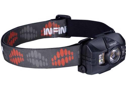 фонар налобний Infini HAWK 100-Black, 1 світлодіод 3W Білий, дод. діоди: 2x 0.5В білі + 2 червоних, 7 режимів, 3xAAA, чорний