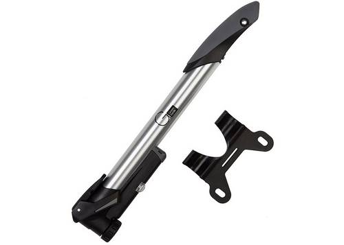 Мінінасос Green Cycle GPM-335 телескопічний алюмінієвий з манометром, 100psi, presta+schrader, сріблястий