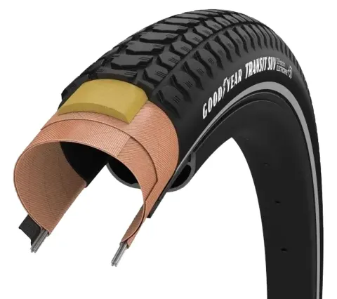 Покришка 700x40 (40-622) GoodYear Transit SUV S3:Protection, Wire, Black + reflective strips, 60tpi