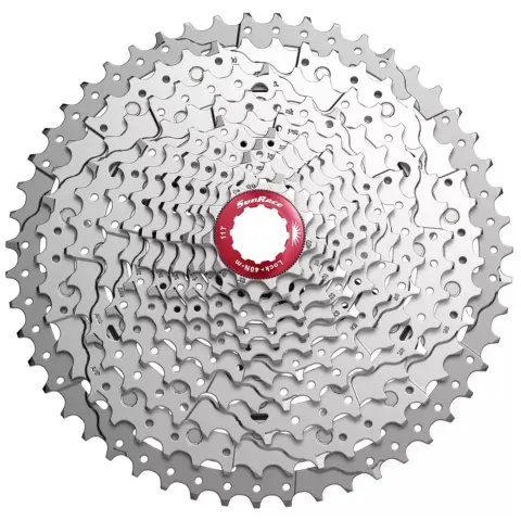 Кассета 11-k 11-46T SUN RACE MX8 MTB, алюминиевый паук, Metallic Silver