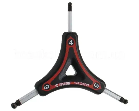 Ключ шестигранный трёхсторонний Unior Tools, 4x5x6 мм, (Red) красный