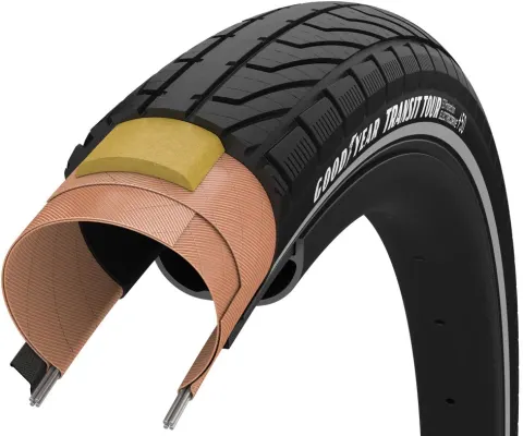 Покришка 27.5x2.00 (50-584) GoodYear Transit Tour S3: Protection, Wire, Black + reflective strips, 60tpi