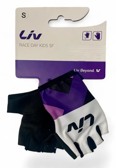 Велоперчатки детские с короткими пальцами Liv Race Day Kids белый/фиолетовый S