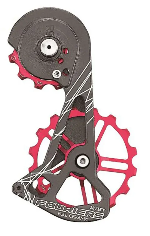 Ролики заднього перемикача шосе Fouriers Shimano 9100 з рамкою алюміній Full Ceramic 12/16T 82.5г червоний