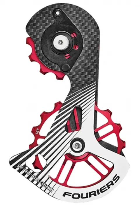 Ролики заднього перемикача шосе Fouriers Shimano 9100/9150/8000/8050 з рамкою карбон Full Ceramic червоний