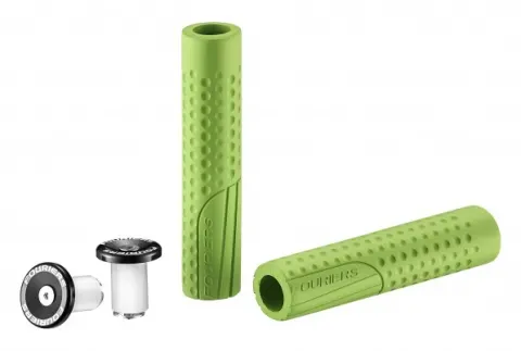 Грипси Fouriers Silicone Grip 30х130мм 74г/пара із заглушками з болтом зелений неоновий