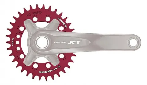 Шестерня передня МТБ Fouriers DX8000 Full CNC NW Oval Shimano XT/pcd96 алюміній 36Т червоний