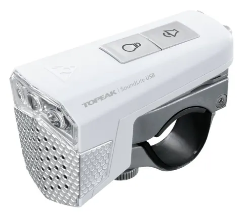 Фара передня світлодіодна Topeak SoundLite USB 70люм з вбудованим сигналом 3 діоди 97dB білий 58г