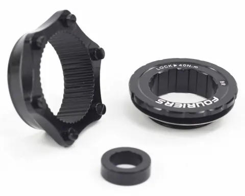 Адаптер ротору Fouriers Center Lock Disc Adaptor з гайк алюміній CNC 25г чорний