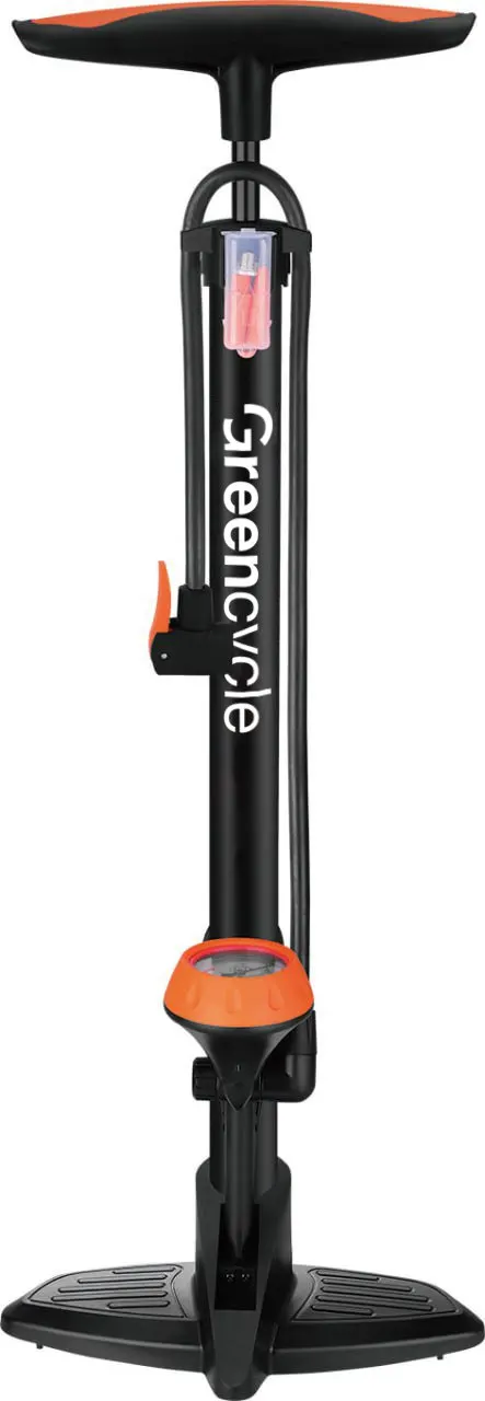 Підлоговий насос Green Cycle GPF-010 сталевий корпус, з манометром, Presta+Schrader, 160 psi
